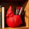 Cute Desktop Accessory 3D Printed Red Bird Pen Holder, Animal Pencil Eco-friendly Holder Storage Cup, Organizer for Pencils, Makeup Brushes,