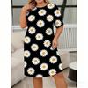 Europe and America Summer Fashion Print Women Short Sleeve Sleepwear Dresses Loose Fit Tee Nightwear Home Clothes Nightie Loungewear