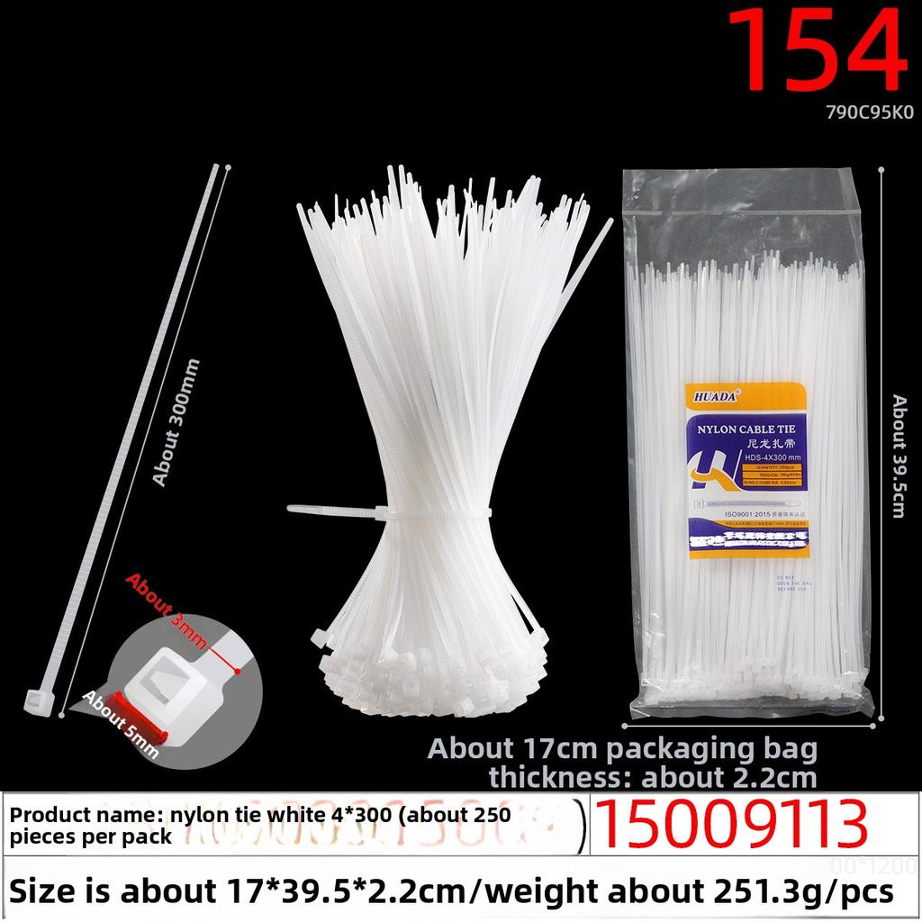 Large White Nylon Cable Ties of 4*150*4*200*5*250*3*60*3*80