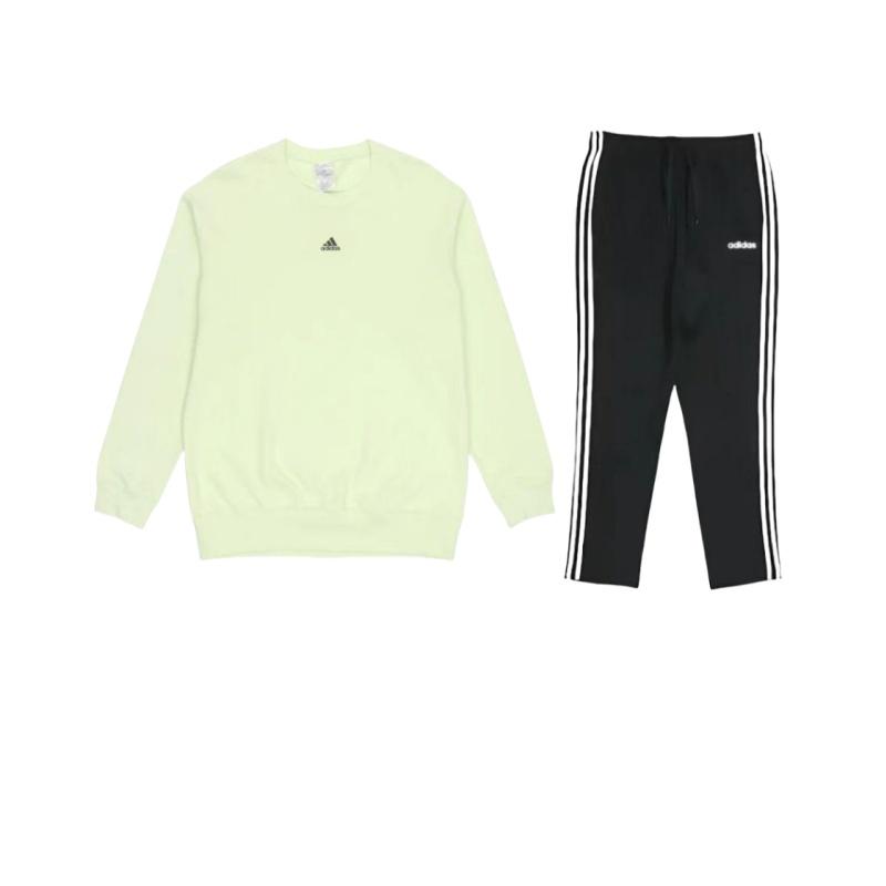 

Adidas American Street Style однотонный принт с логотипом, круглый вырез, свитер с длинными рукавами, повседневный спортивный комплект в полоску с длинными рукавами DU0456+HE4352 S
