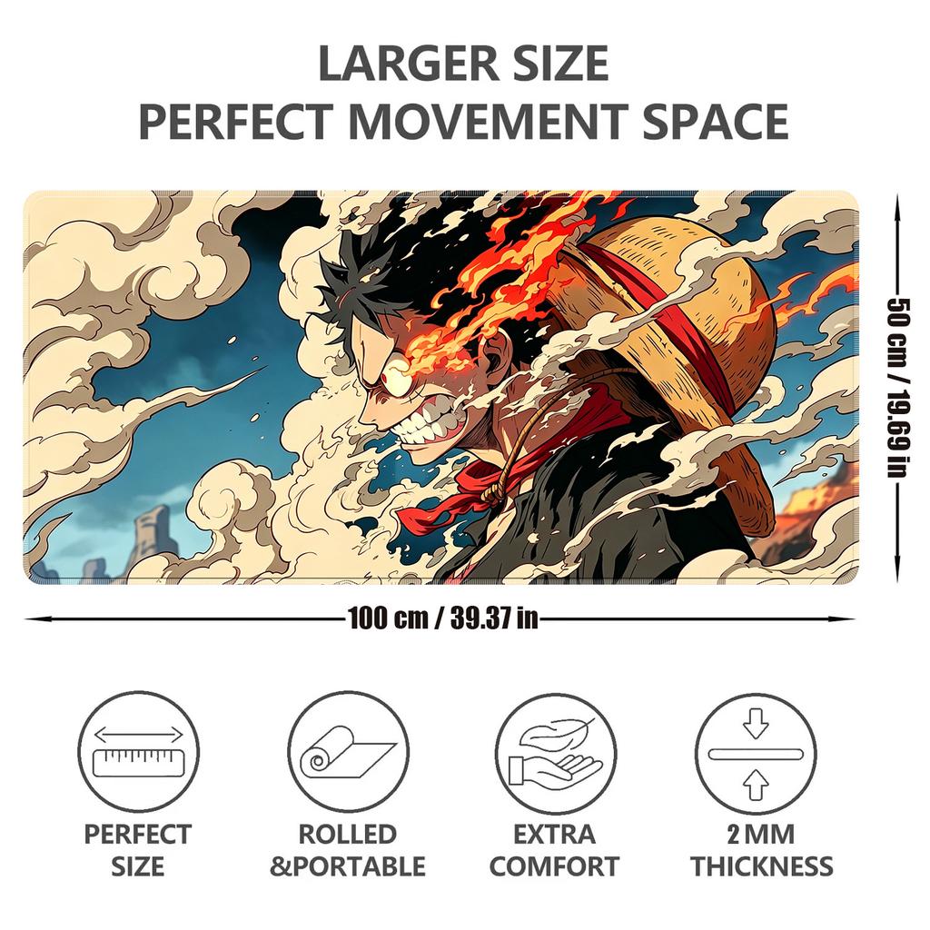XXL O-One P-Piece Luffy Gaming Mouse Pad Gamer Home Computer HD Mousepad Cool Keyboard Pad Non-Slip Office Rubber Big Mouse Mats