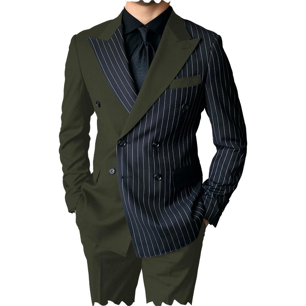 

Men s Two-Piece Color-Blocked Business Formal Suit, Wedding Gift. M армия зеленый