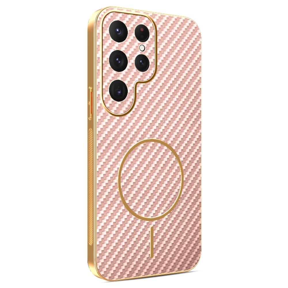 For Samsung Galaxy S26 Ultra Case Carbon Fiber Textured Electroplated TPU Phone Back Cover