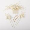 Famihot Hair Ornament Headpiece, Leaf and Flower Motif Comb with Pearl Hairpins, Set of 5, Hair Accessory for Weddings, Receptions, Graduation