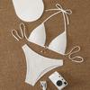 European and American Women's Sexy Backless Strappy Bikini Swimsuit - Solid Color, Hot Spring Wear