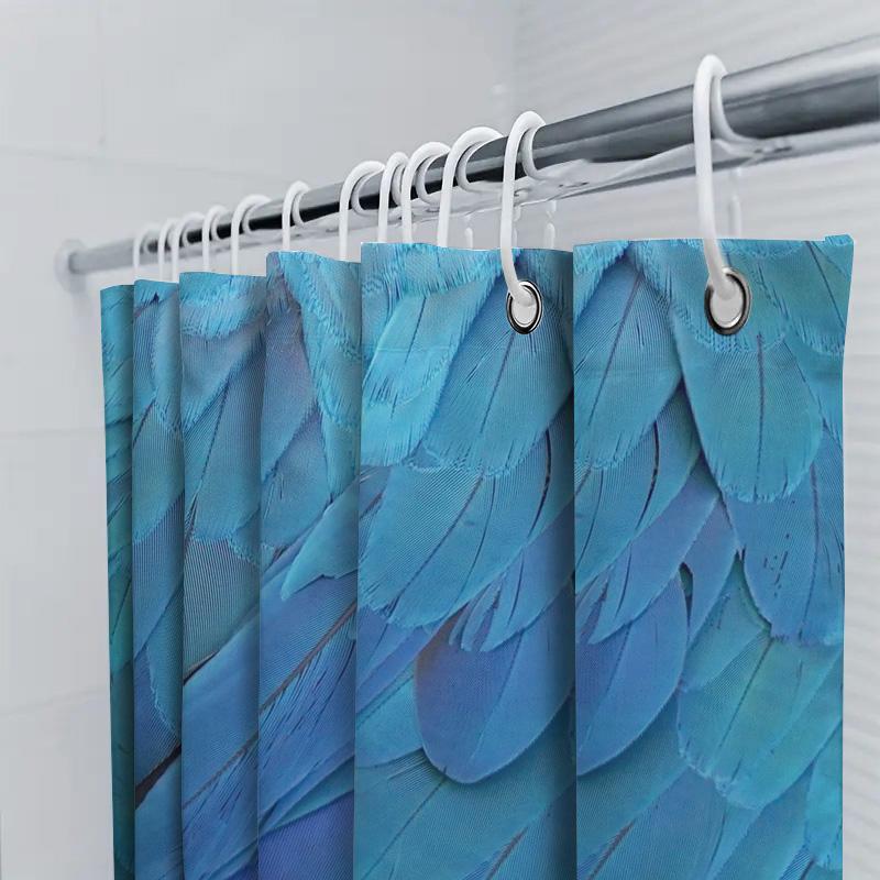 Blue Feather Shower Curtain Modern Stylish Bath Decor for Home Decoration Waterproof Fabric Available in Various Sizes Free Sh