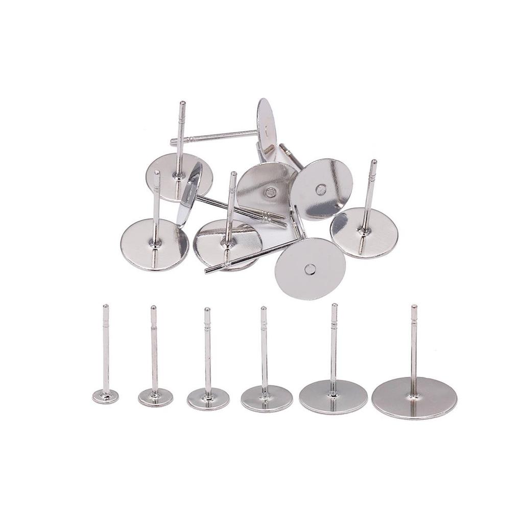304 Stainless Steel Earring Posts with Flat Head and Tooth for Pearls