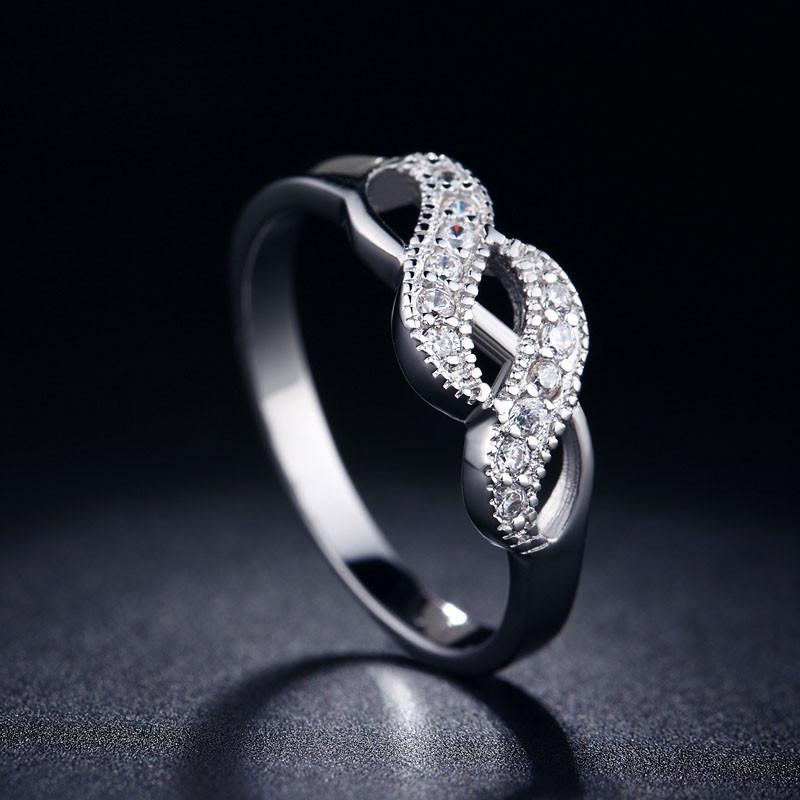 Spiral Fashion Double Jewelry High Quality Womens Ring Shiny Silver Four Sizes