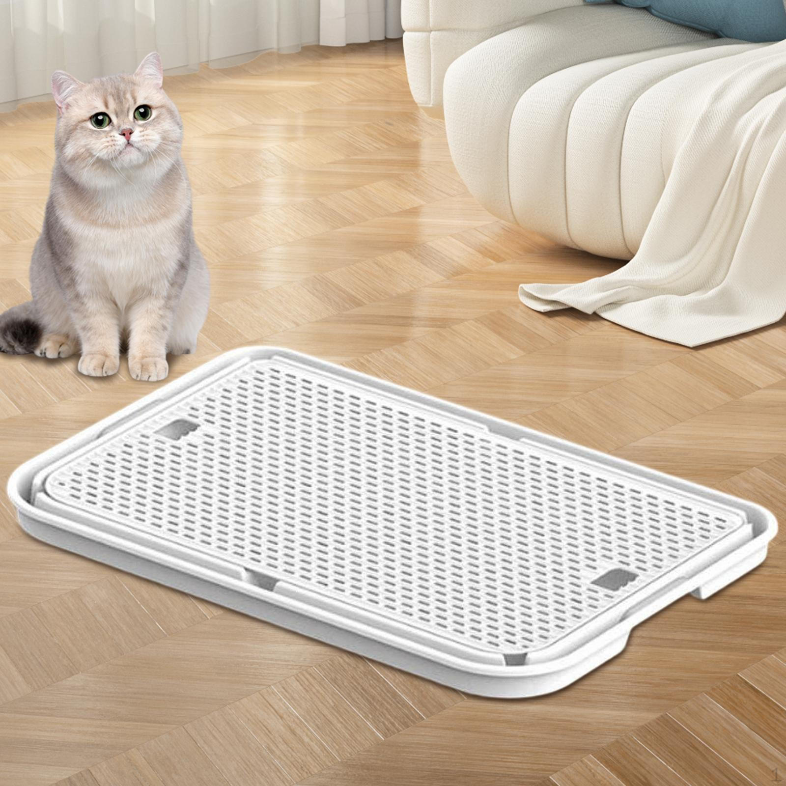 

Cat Litter Mat Tray Pad Portable Wear Resistant Urinate Proof Trapping білий