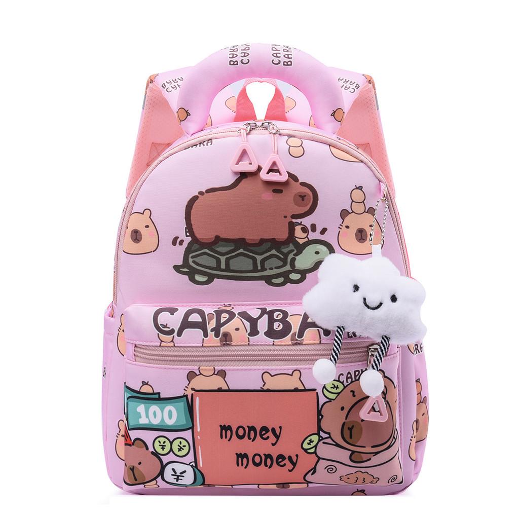 

Capybara Themed Childrens Backpack With Antiload Burden Design For Daycare And Outings рожевий