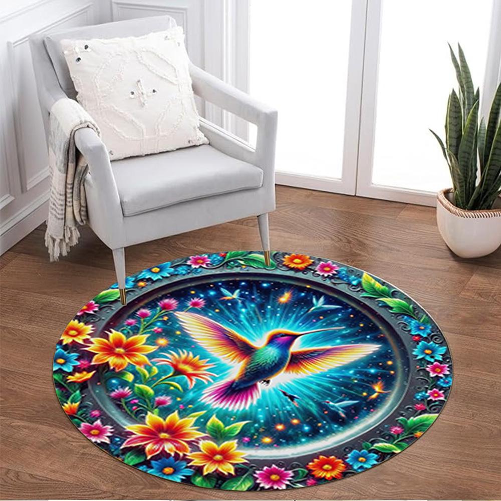 1pc home carpet design for office decor gift living room bedroom non slip colorful hummingbird flowers rug