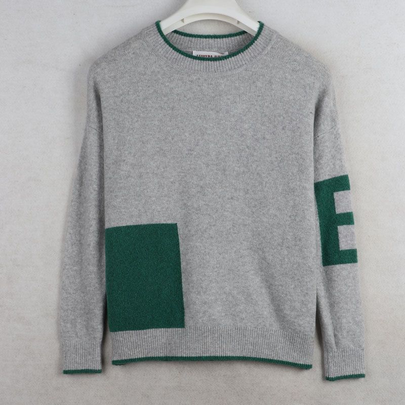 

Sunshine House Autumn and Winter New Arrival Export European and American plus Size Women s Clothes round-Neck Long-Sleeved Pullover Base Knitwear GREY GREEN WORD L: Bust size 108-114