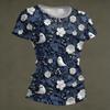 Damen Halloween Print Kurzarm Hals Locker Sitzendes T-Shirt für Party Freizeitkleidung