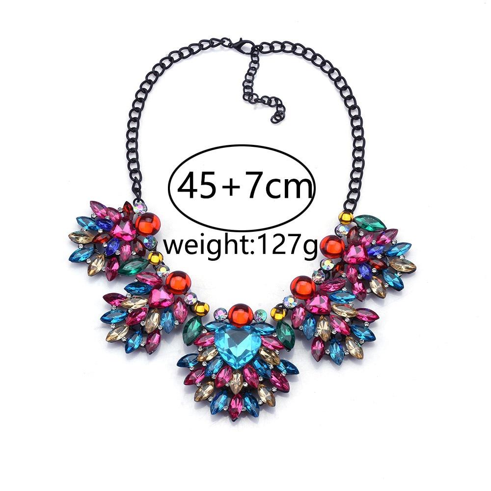 Geometric Wholesale Alloy Colorful Rhinestone Necklace For Women Simple And Stylish Fashion Jewelry