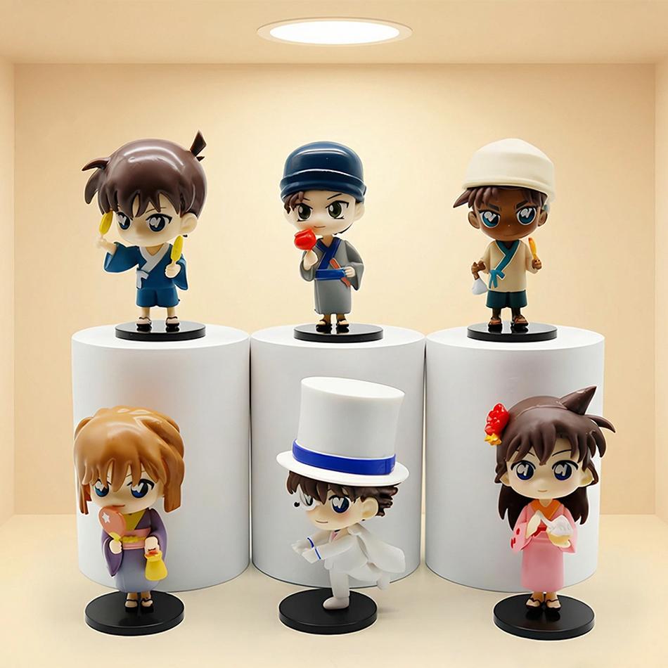 6Pcs/Set Detective Conan Summer Garden Party Series PVC Conan Edogawa Mouriran Jimmy Kudo Figure Collectible Decor Model Toys