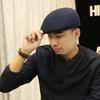 Men's Autumn-Winter Velvet-Lined PU Duckbill Cap with Ear Protection for Elderly