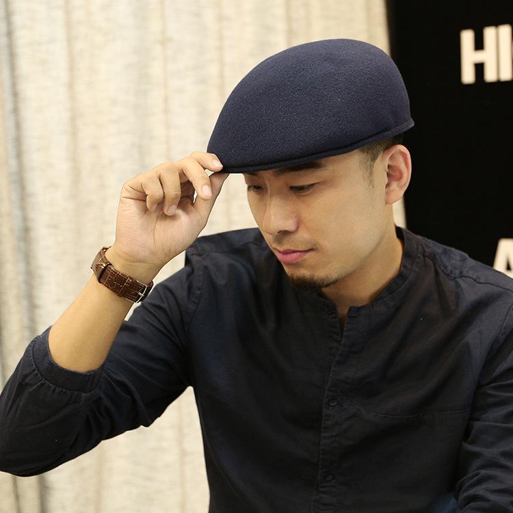Men's Autumn-Winter Velvet-Lined PU Duckbill Cap with Ear Protection for Elderly