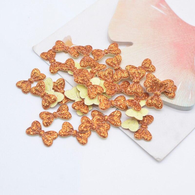 Wholesale 1000Pcs 15*9mm Glitter Leather Padded Bow Tie Appliques for DIY Crafts Hat Patches Headwear Hairpin Decor Accessories