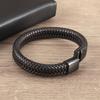 Punk Style Black Brown Woven Leather Bracelet for Men Handsome Jewelry Metal Magnetic Clasp Business Bracelet Friend Gift