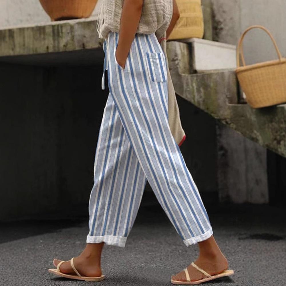 New Women's Regular Drawstring Pocket Casual Pants Multi-color Digital Printed Women's Trousers