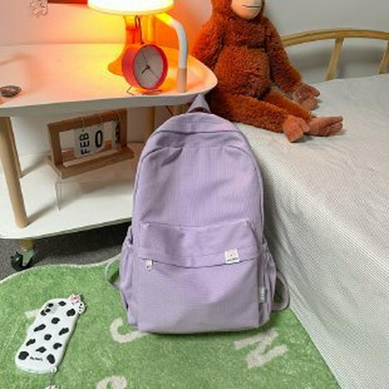 Japanese-Style Cute Solid Color Backpack for Girls and Women, Korean Version, Large Capacity for Middle and High School Students