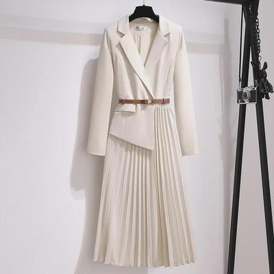 2022 Plus Size French Style Age-Reducing Casual Slim Suit Dress with Suspenders and Short Skirt Belt