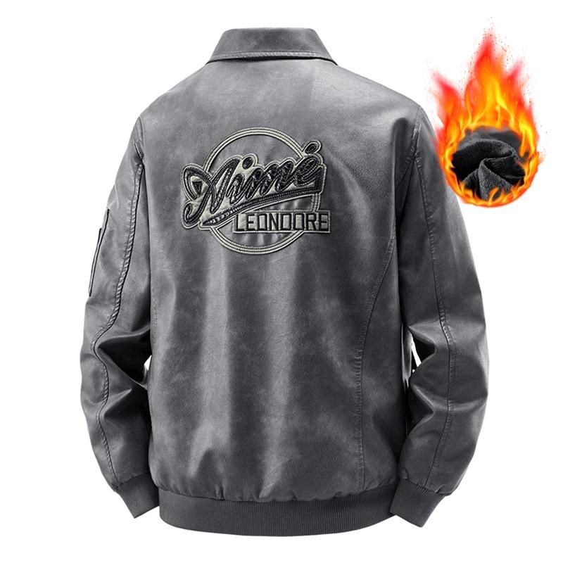 Spring and Autumn New Men's Leather Jacket Lapel Three-dimensional Pocket Trendy Men's Decoration Fashion Casual Versatile Leather Jacket Jacket Men