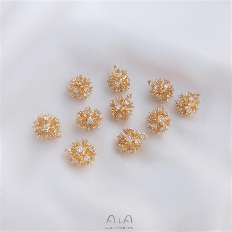 Inlaid Zircon Pine Cone Pendant - 14K Gold-Filled, Tarnish-Resistant, DIY Bracelet & Earrings Handmade Jewelry Charm