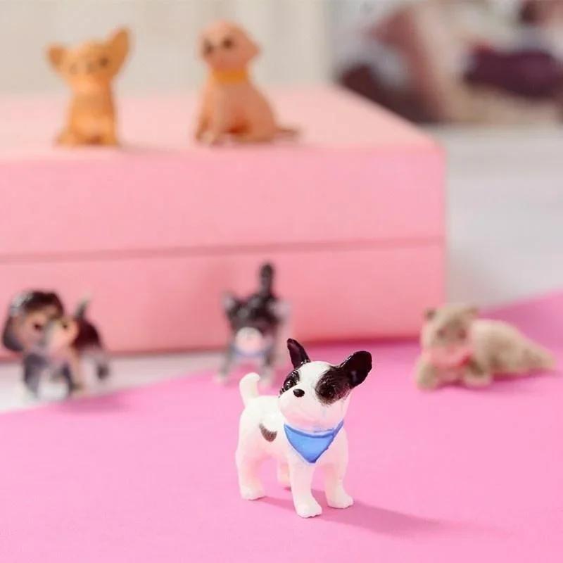Simulation Mini Jagdhund Mops Hund Miniatur Figur Tiermodell Figur Lernspielzeug für Kinder Heimdekor Schreibtischdekoration