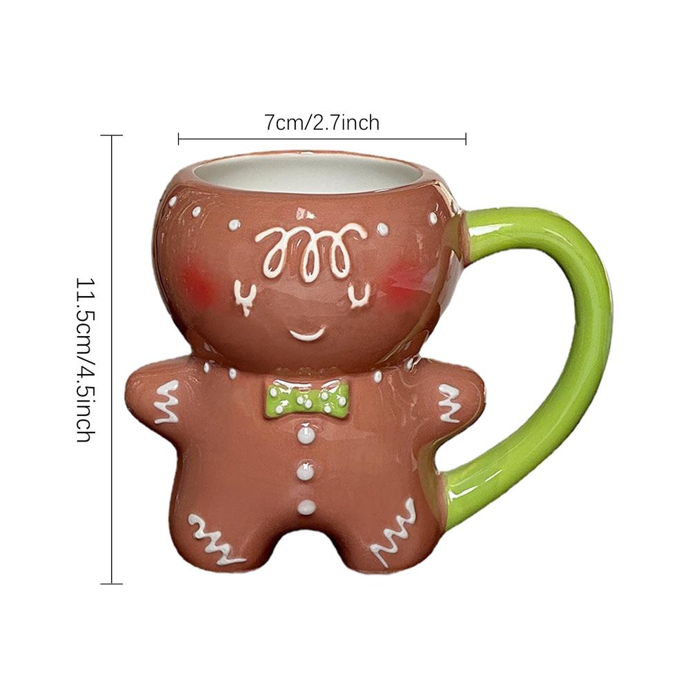 Cute Gingerbread Man Mug Cartoon Cute Kawaii Christmas Mug 3D Gingerbread Man Ceramic Cup Milk Coffee Water Cup Mug Gift