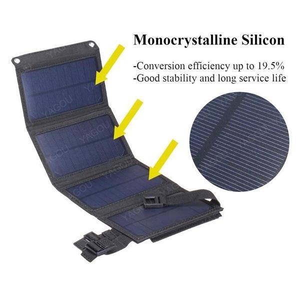 Waterproof USB Outdoor Sunpower Foldable Solar Panels Cells 5V Portable Solar Mobile Battery for Traveling Camping Hiking Black/Camouflage