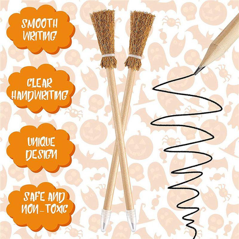 VOFUN-48 Pcs Witch Broom Pencils For Halloween Broomstick Ballpoint Pencils Halloween Party Favors Witch Broom Prop Writing