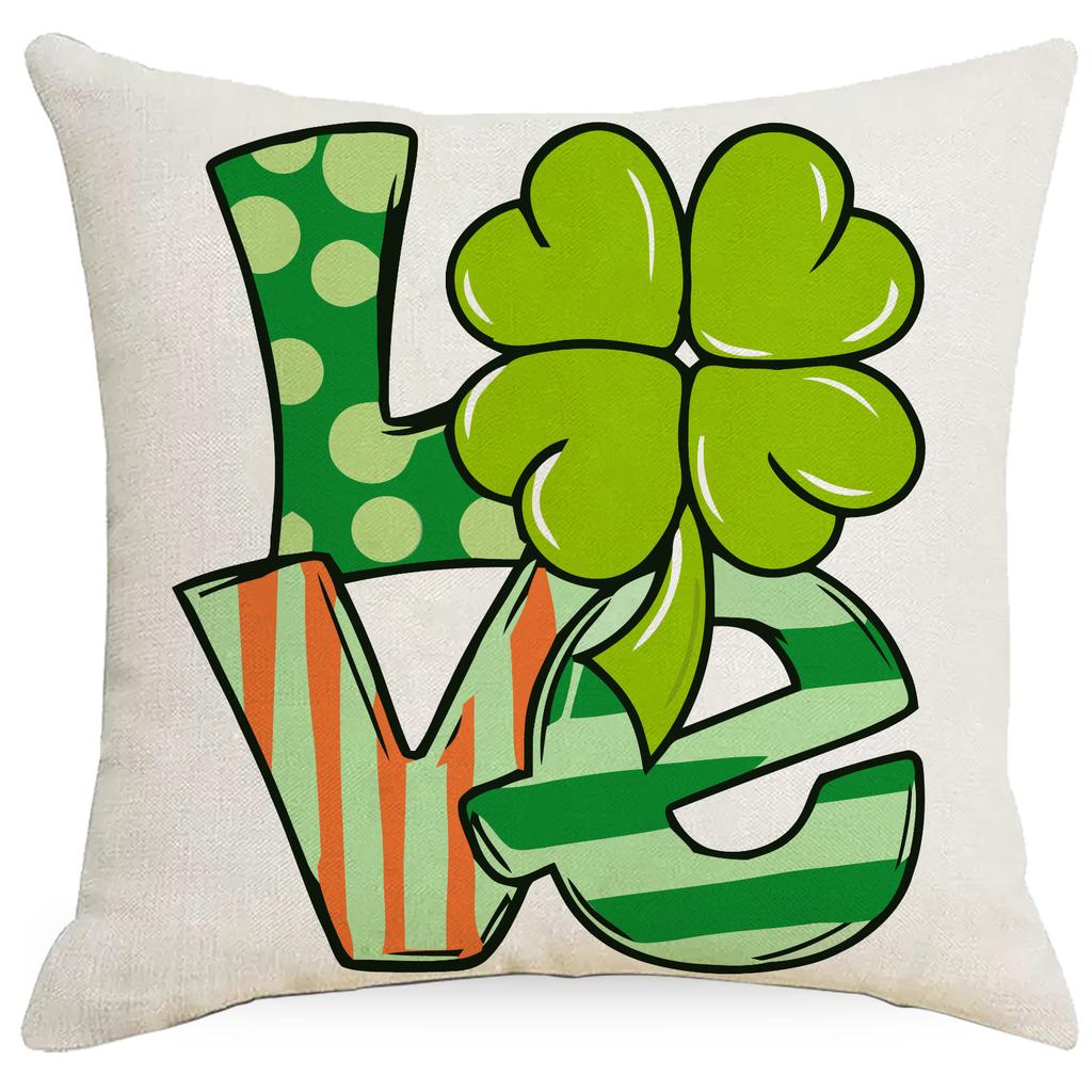 St. Patrick's Day Pillow New Lucky Grass Festival Line Crocodile Pillowcase Home