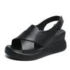 Fashion High quality 7CM Women Genuine Leather Wedges Sandals New Summer Platform High Heel Cross Peep Toe Sandals Concise Casual Shoes
