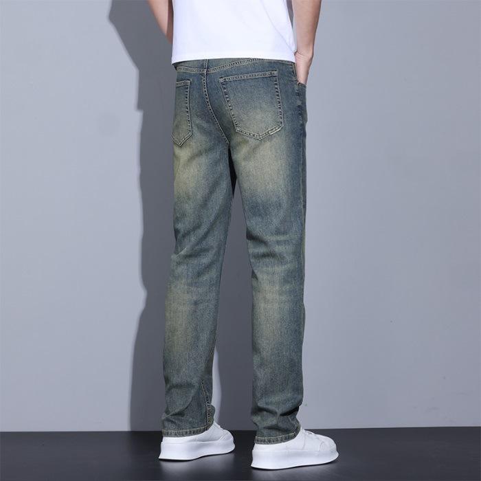 New Summer Jeans Men Straight Slim Washable Old Retro Pants Men