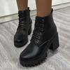 Winter New Fashion Comfortable Elegant Square with Women's Shoes Side Zipper Round Head Solid Color Simple Thick Heel Boots