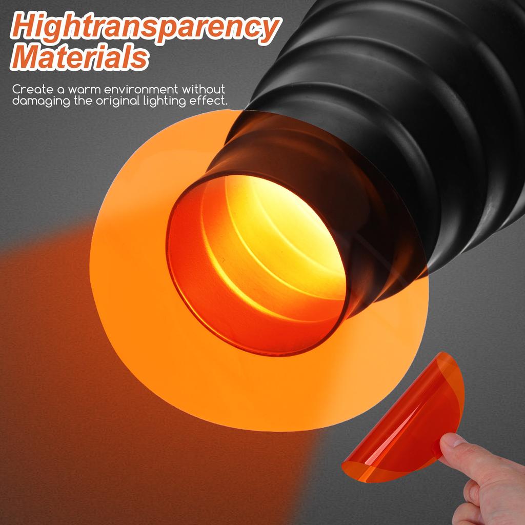 15Pcs Transparent Color Gel Filter Sheets Easy Install Lamp Headlight Color Correction Film for Cozy Lighting Setup