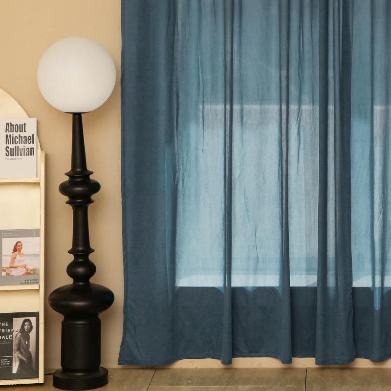 Solid-color Chiffon Curtains, French Retro Semi-blackout Drapery, Nordic Modern Style Simple and Light Luxury Privacy Curtains