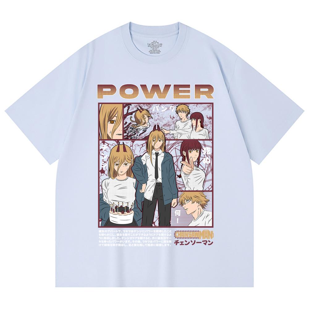 230 g/m² 100% Baumwolle Kettensägenmann V1 Power Print Unisex Schweres Baumwoll-T-Shirt