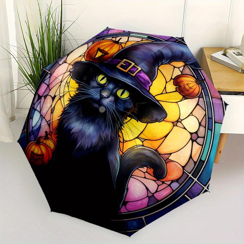 Witch Cat Stained Glass Window Decal Umbrella Day Gift Y262