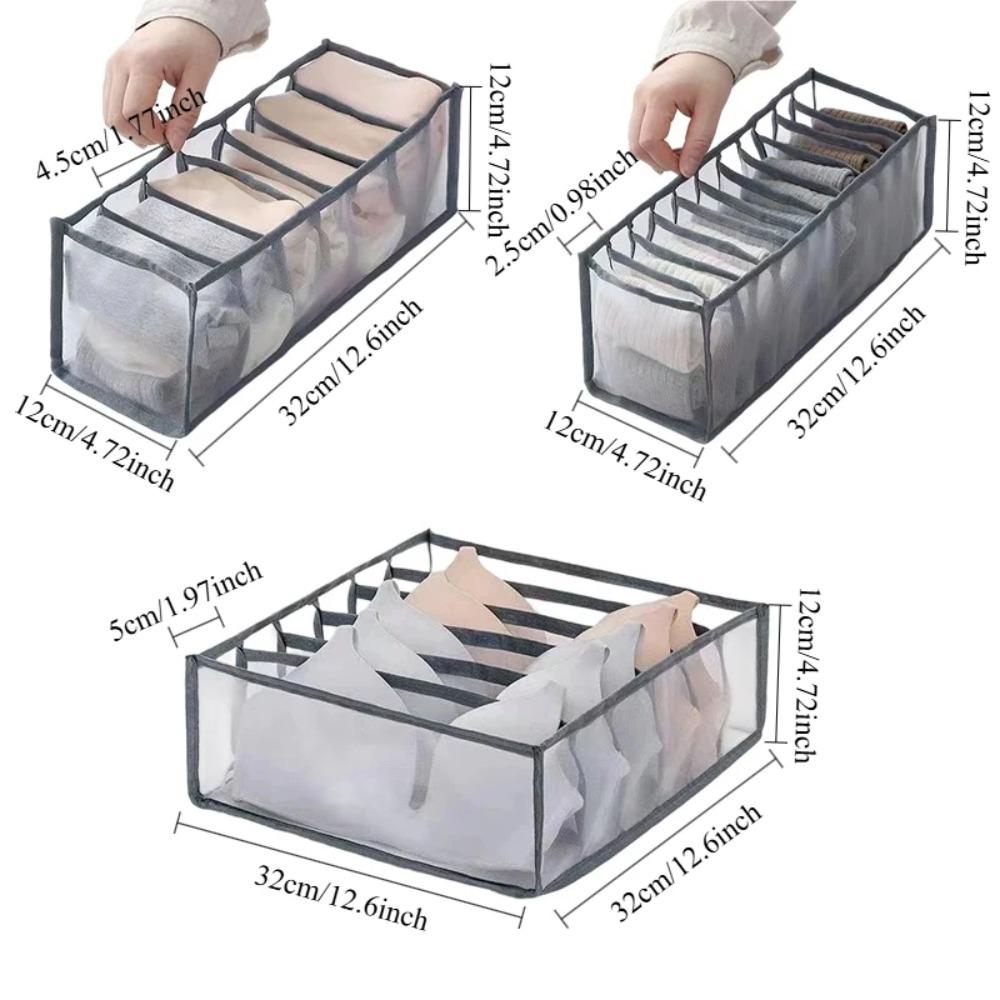 Multi-grid Drawer Organizer Set Fabric Storage Box Foldable Closet Divider for Socks Underwear Wardrobe Organization for Bedroom
