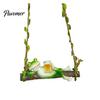 Miniature Garden Decor Creative Frog On a Swing Hanging Ornament, Cute Resin for Outdoor Trees Ornament Patio Balcony, Micro-Landscape Statue