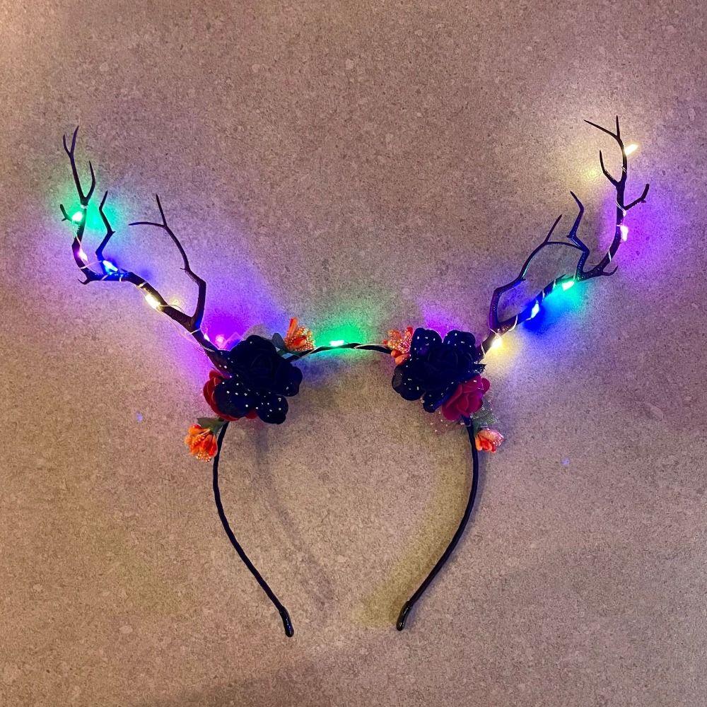 Elk Ears Halloween Glowing Antler Hair Hoop Pumpkin Kids Head Wear Photo Props