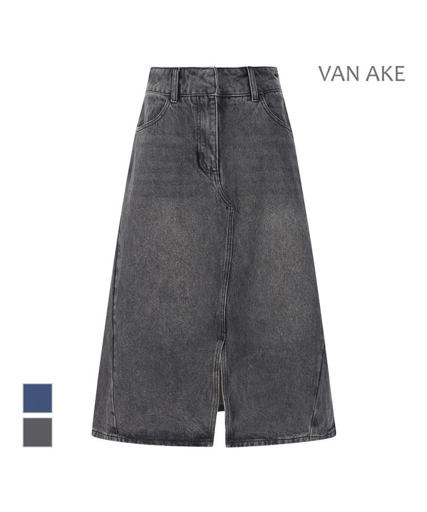 VANAKE Belted Slit Denim Skirt_Vb4Xdkm203A