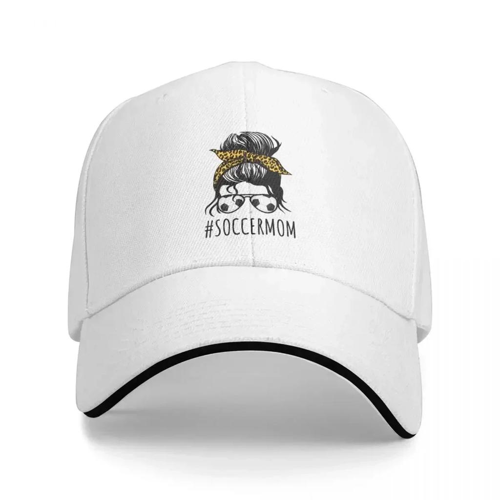 Soccer Mom With Leopard And Messy Bun Bucket Hat Baseball Cap Brand Unisex caps hats baseball cap Christmas hats Women hat Unisexs