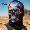 Elastic Dustproof Sports Hood Skull Print Halloween Balaclava, Breathable Mesh Full Face Mask with Impactful Visual Cosplay Gear 3D Print, UV