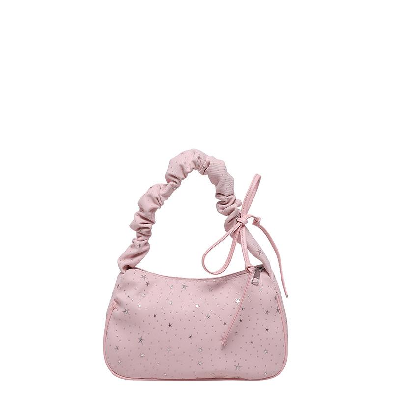Niche design star underarm bag women's new pleated shoulder bag commuter bag highend versatile canvas bag