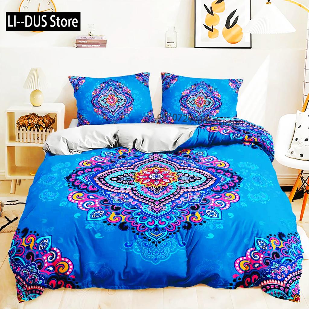 3d Bohemiskt Sängklädesset Boho Blommor Påslakan Örngott Queen King Size 2/3st Sänglinne För Kvinna Par
