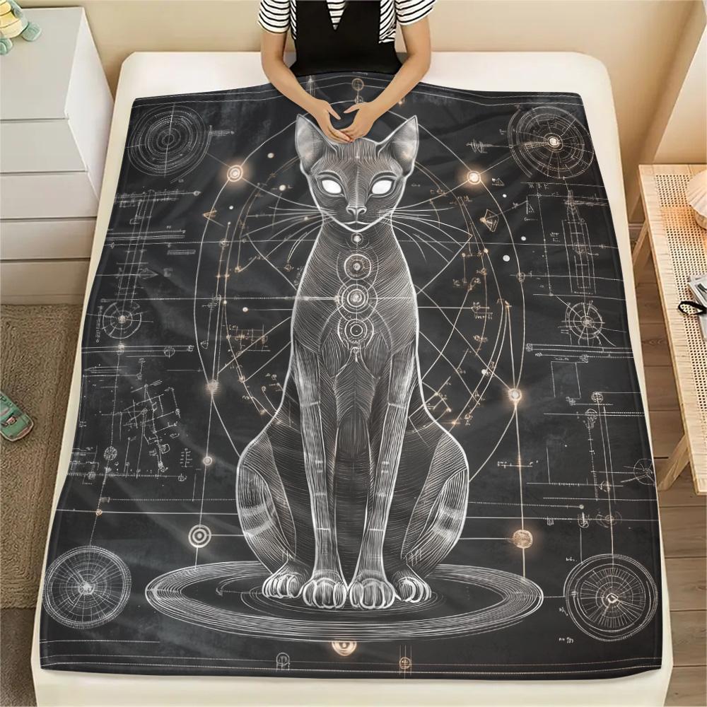 Cats Print Flannel Blanket, High quality Comfortable for All Seasons, Home Decor, Warmth and Comfort