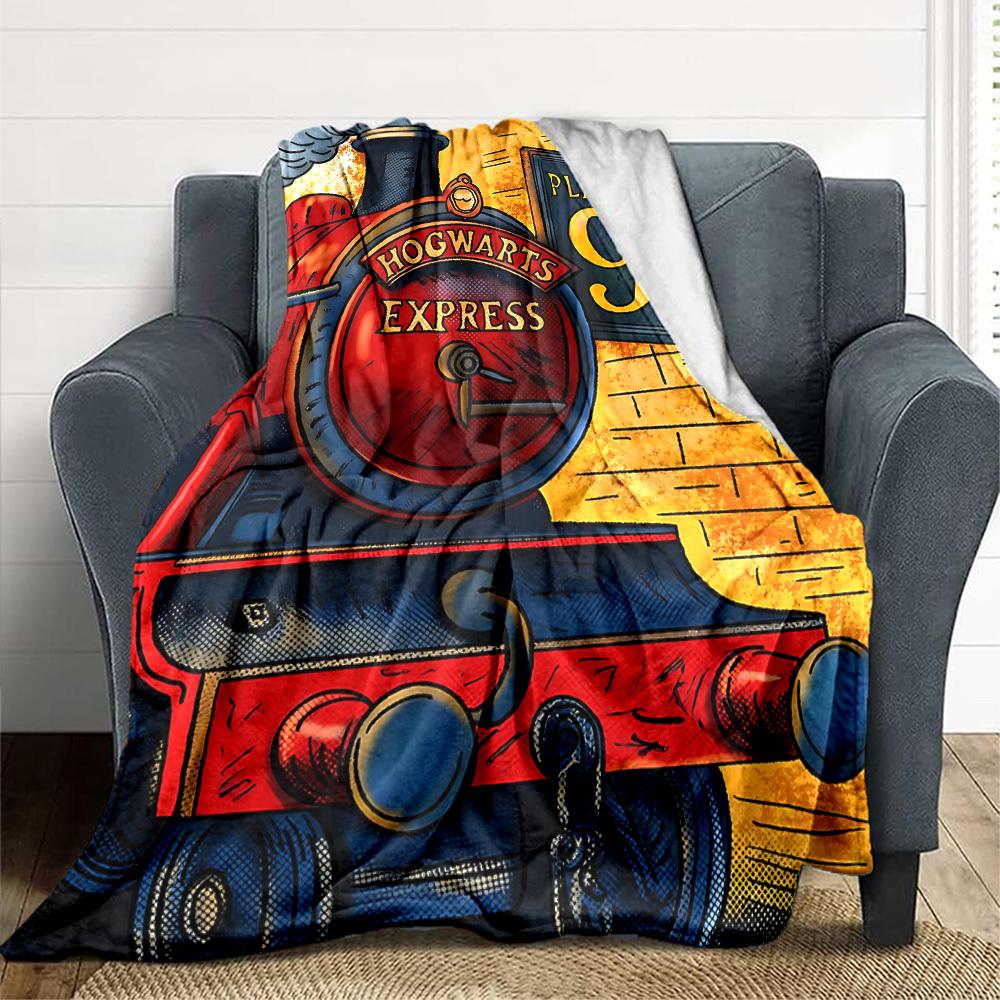 1pc Harry Potter Flannel Throw Blanket - HD Printed Lightweight Soft Warm All-Season Blanket for Sofa, Bed, Travel, Camping 057